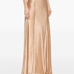 Gonna lunga in raso in beige 
