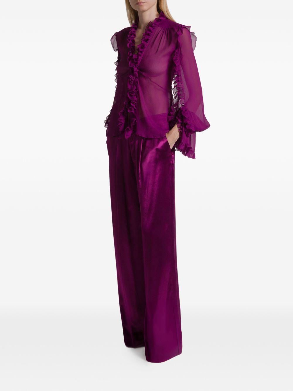 Blusa in seta con ruches viola Alberta Ferretti - donna 