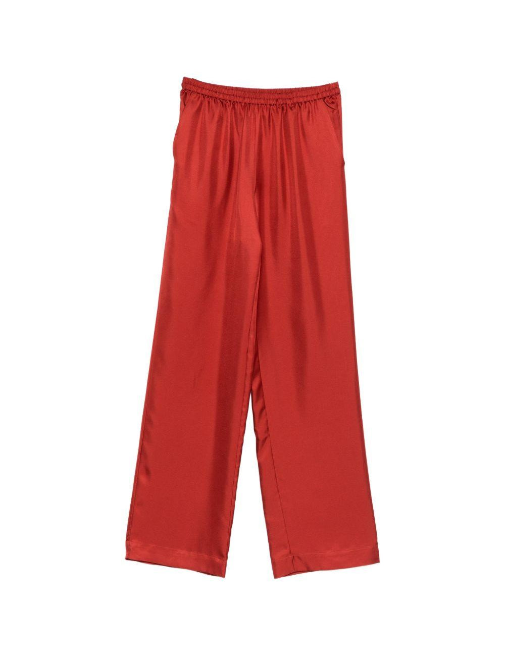 Pantaloni Alera con vita elasticizzata in rosso Loulou de saison - donna 