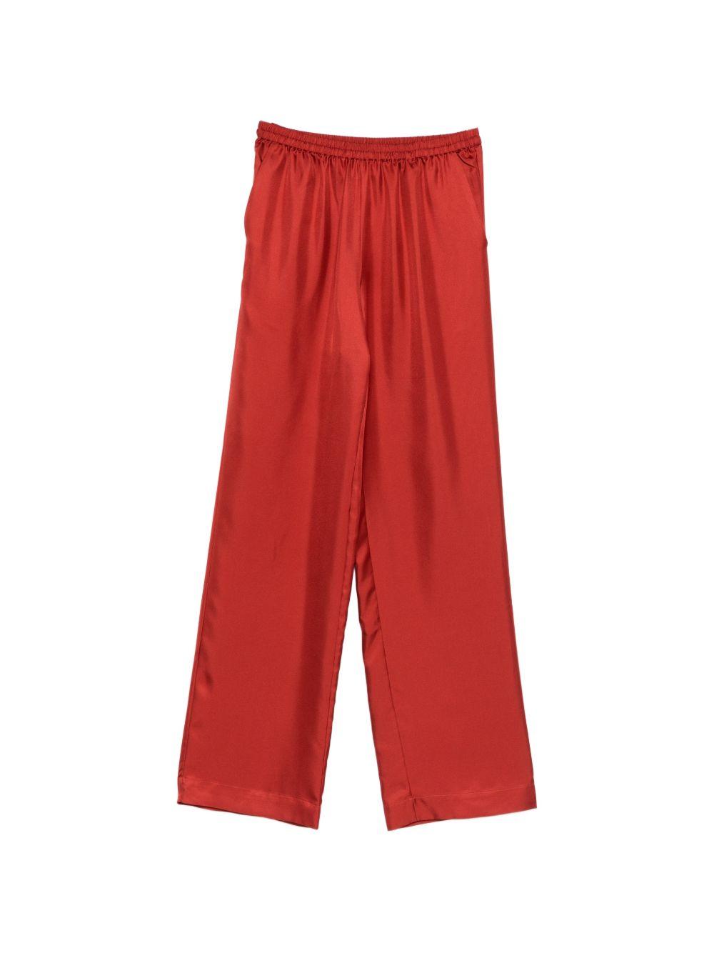 Pantaloni Alera con vita elasticizzata in rosso Loulou de saison - donna 