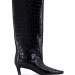 Stivali a gamba larga con effetto pelle di coccodrillo in nero Toteme - donna 