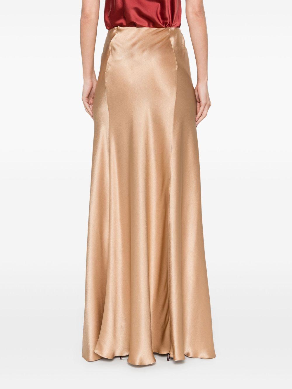Gonna lunga in raso in beige 