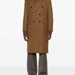 Cappotto doppiopetto manteau droit in marrone AMI Paris - uomo 