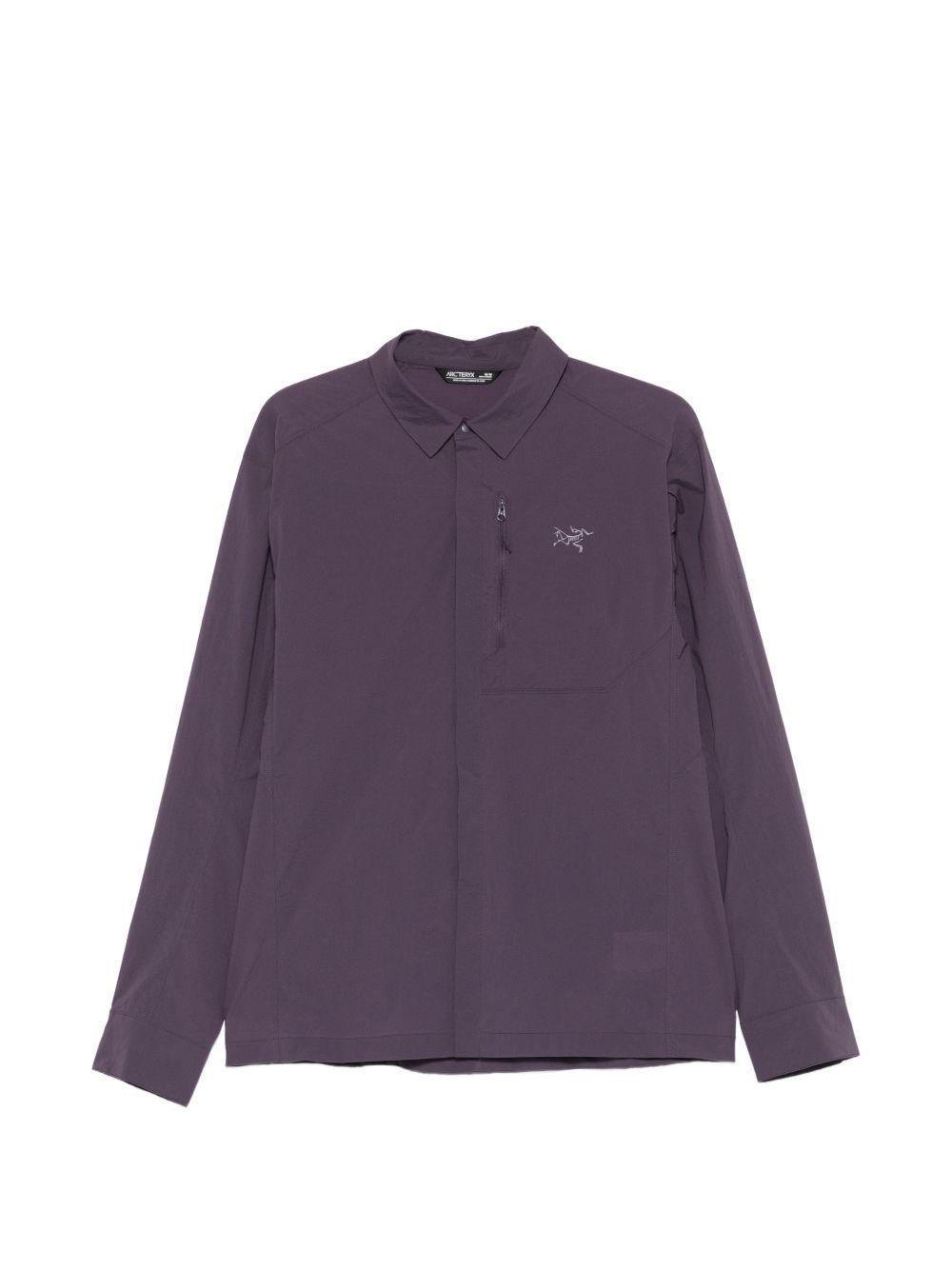 Giacca camicia con tasca con zip e logo ricamato in viola Arc'teryx - uomo 
