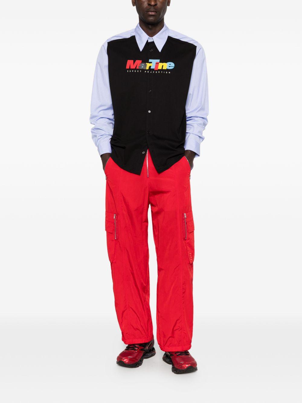 Camicia a panelli con logo in blu e nero Martine rose - uomo 