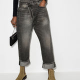 Jeans Leyton con design a incrocio in nero R13 - donna 