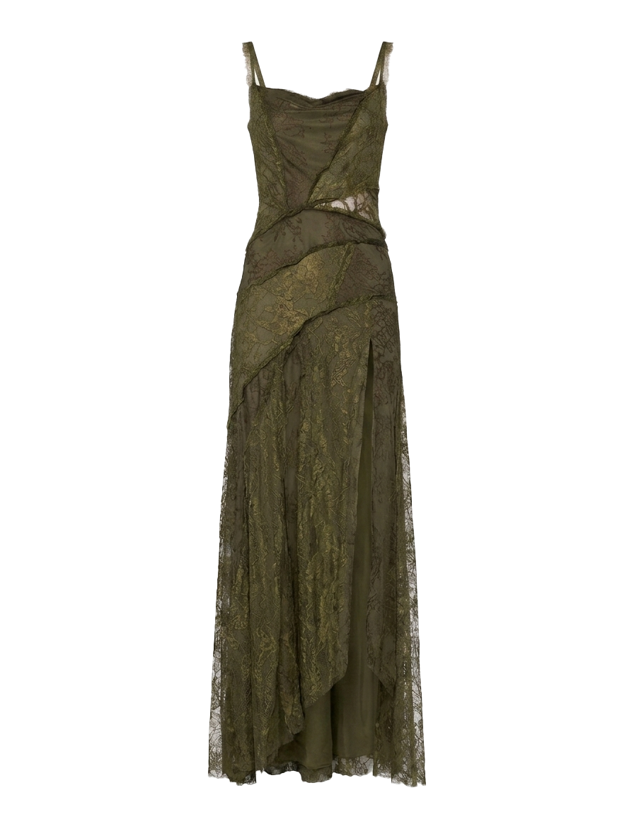 Abito con iserti in pizzo in verde kaki Blumarine - donna 