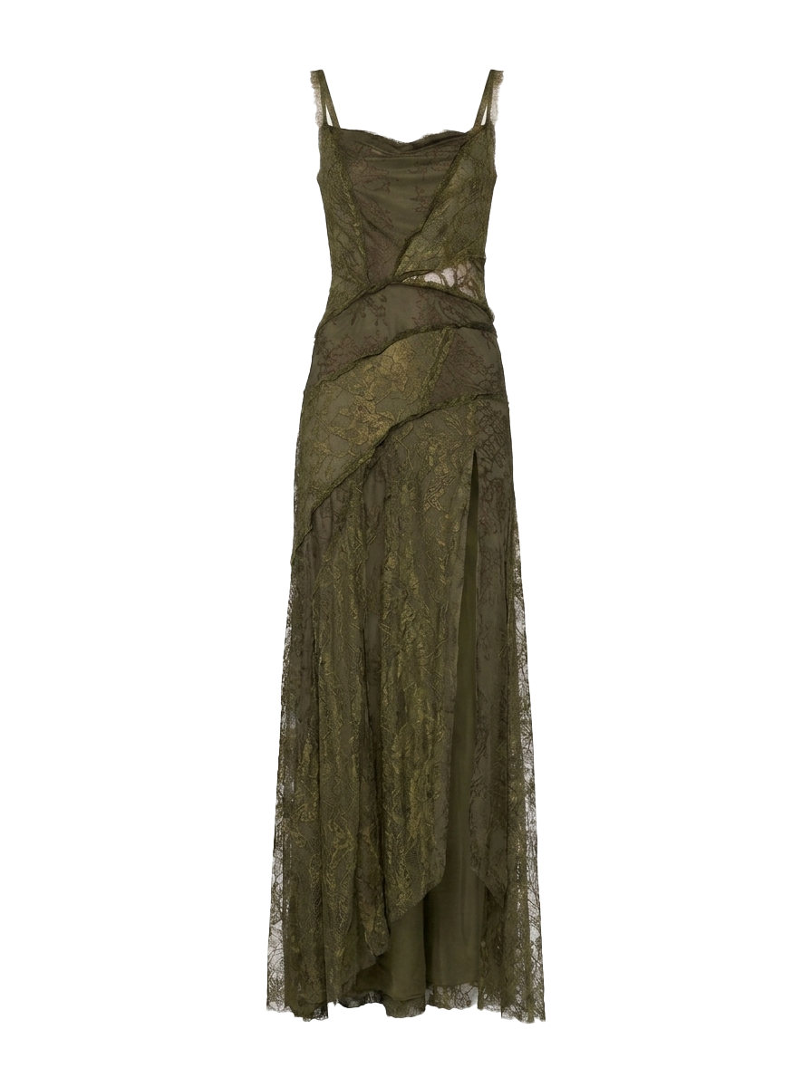 Abito con iserti in pizzo in verde kaki Blumarine - donna 