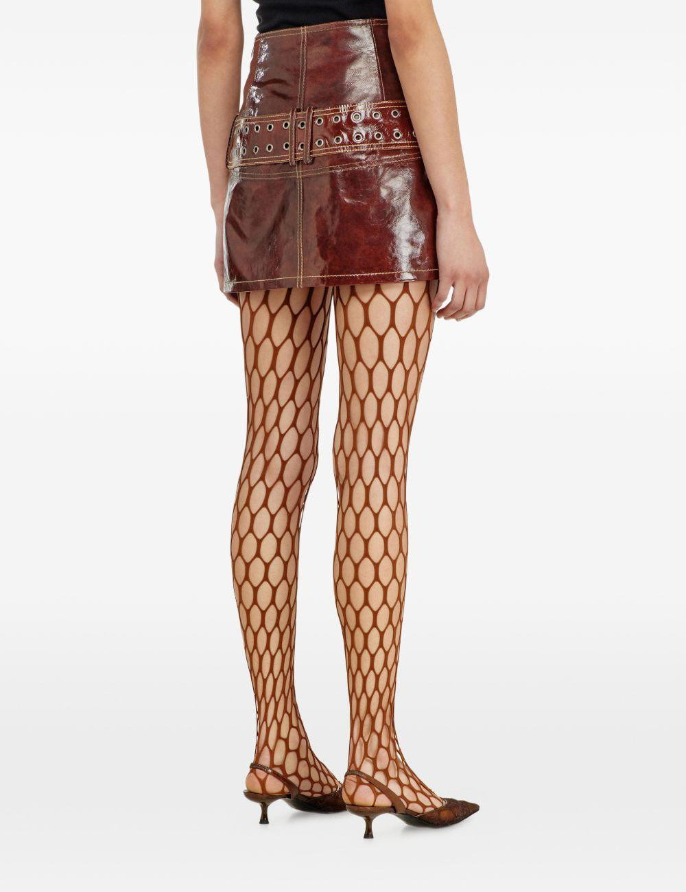 Minigonna in pelle verniciata con cintura in marrone Diesel - donna 