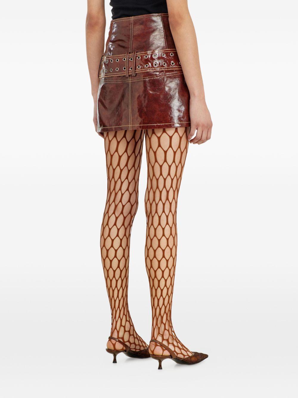 Minigonna in pelle verniciata con cintura in marrone Diesel - donna 