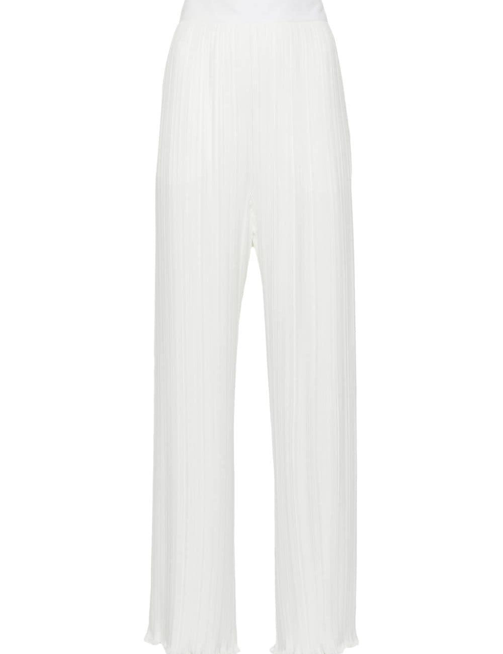 Pantaloni dritti con pieghe in bianco - donna 