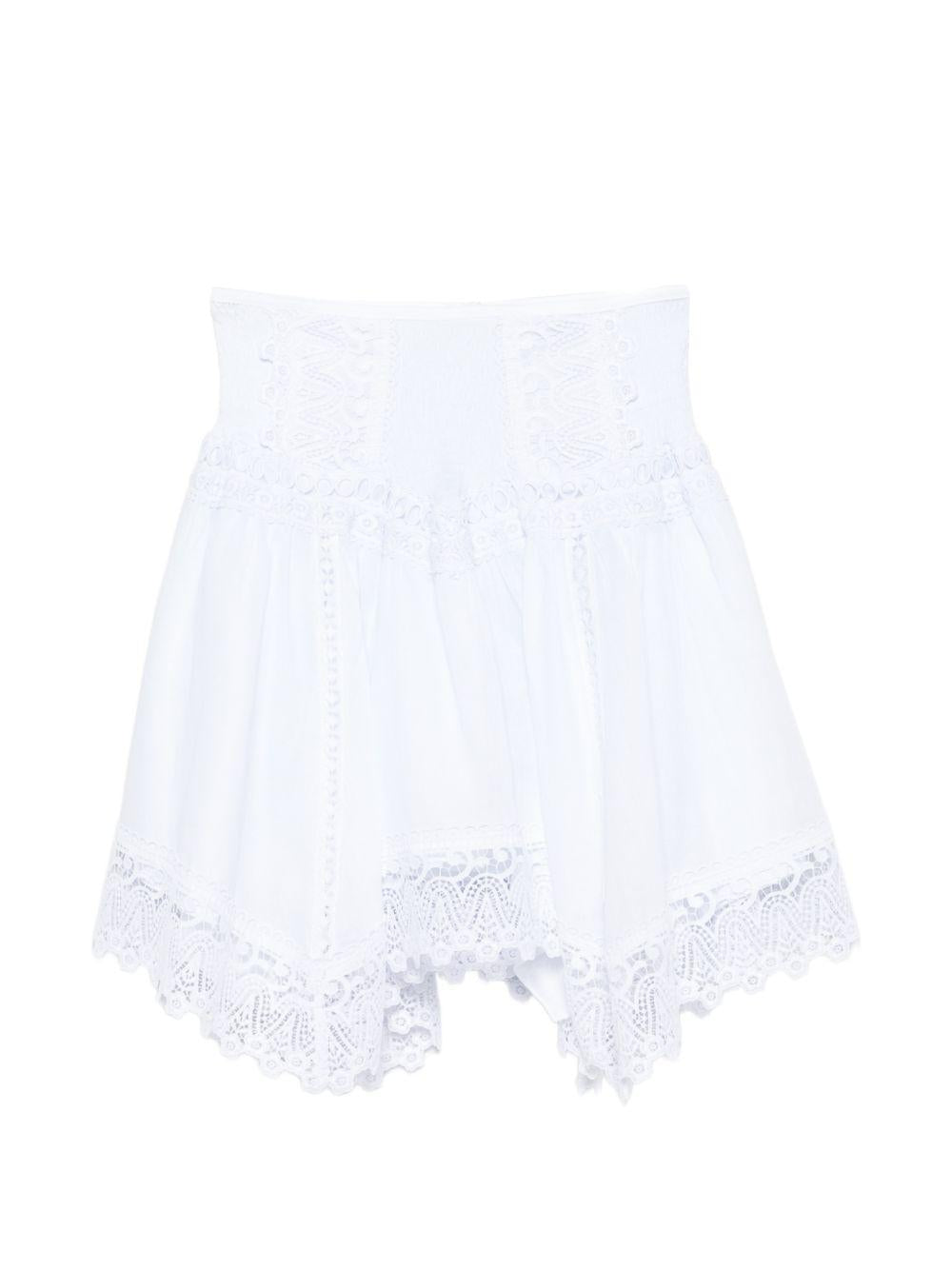 Minigonna a balze con bordi in pizzo in bianco Charo ruiz ibiza 1989 - donna 