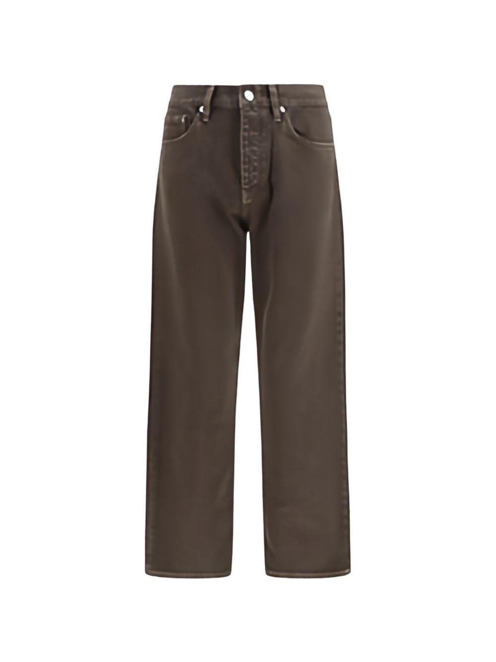 Jeans a gamba larga in marrone 