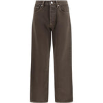 Jeans a gamba larga in marrone 