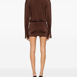 Miniabito drappeggiato a maniche lunghe Lilia in marrone The andamane - donna 