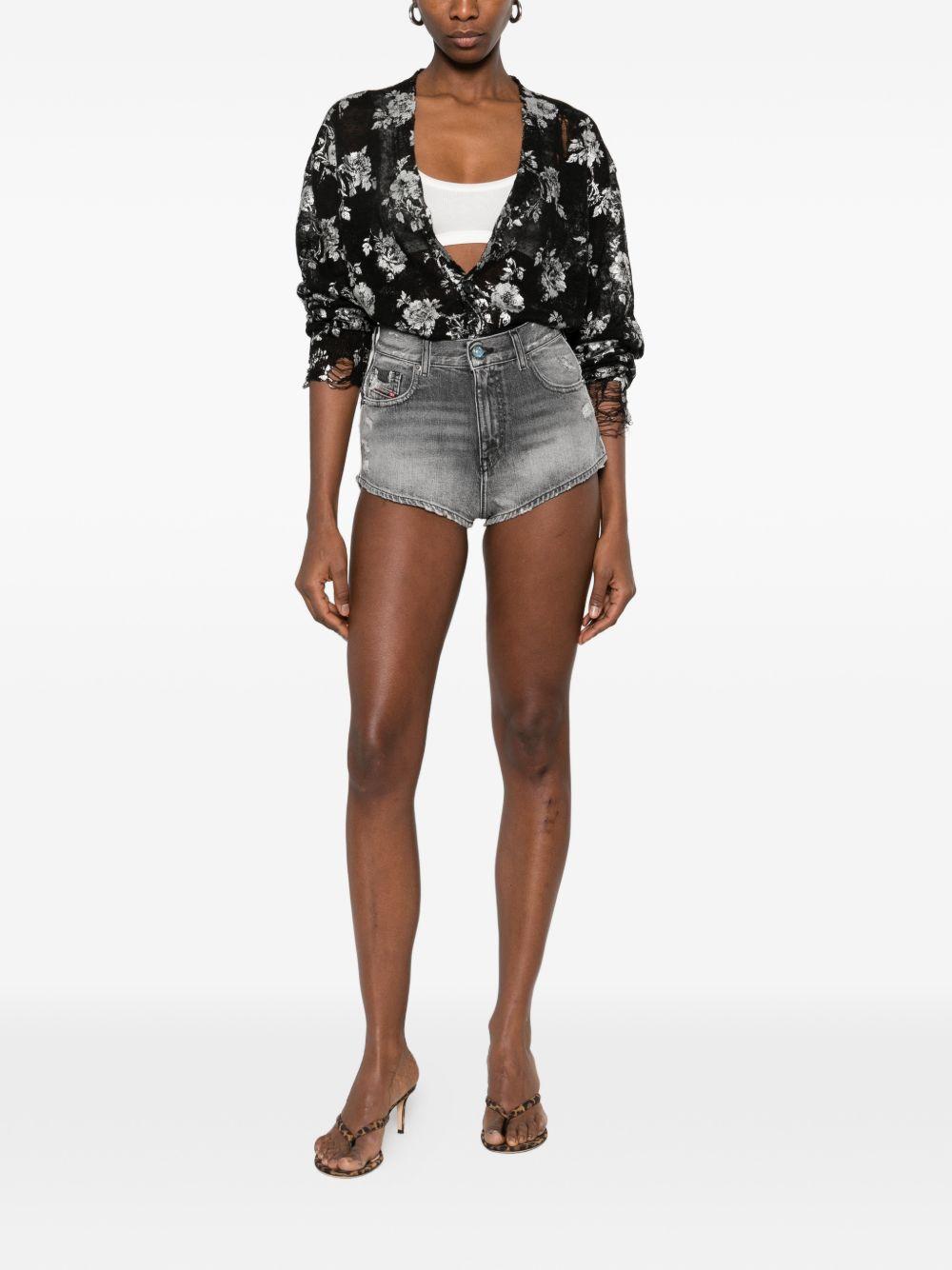 Shorts in denim con cut-out de-lunar in grigio Diesel - donna 