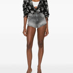 Shorts in denim con cut-out de-lunar in grigio Diesel - donna 