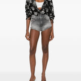 Shorts in denim con cut-out de-lunar in grigio Diesel - donna 