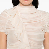 Top in seta Chuchu plissettato in rosa cipria Dries van noten - donna 