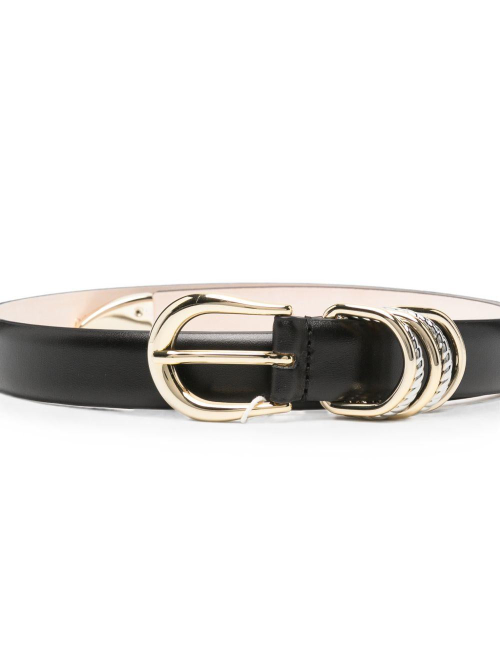 Cintura in pelle helica in nero 