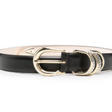Cintura in pelle helica in nero 