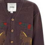 Cardigan con motivo a cavallo in jacquard in marrone Found - unisex 
