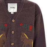 Cardigan con motivo a cavallo in jacquard in marrone Found - unisex 