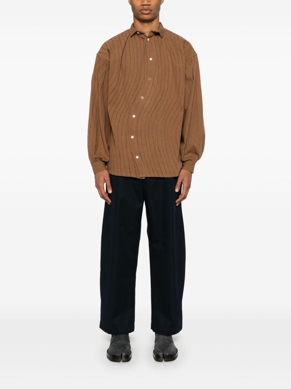 Camicia con cuciture decorative in marrone Glass Cypress - uomo 