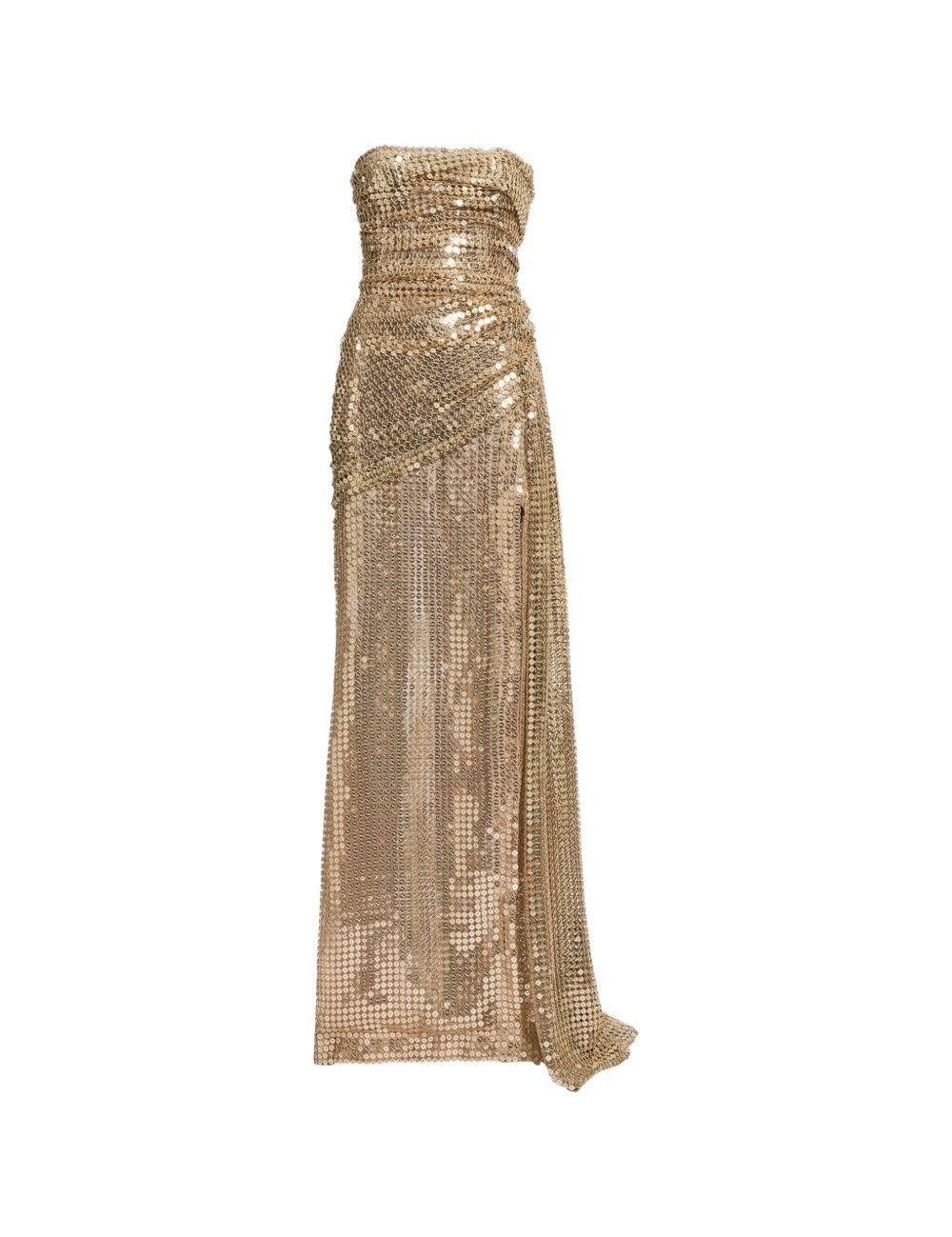Abito da sera con paillettes in oro 