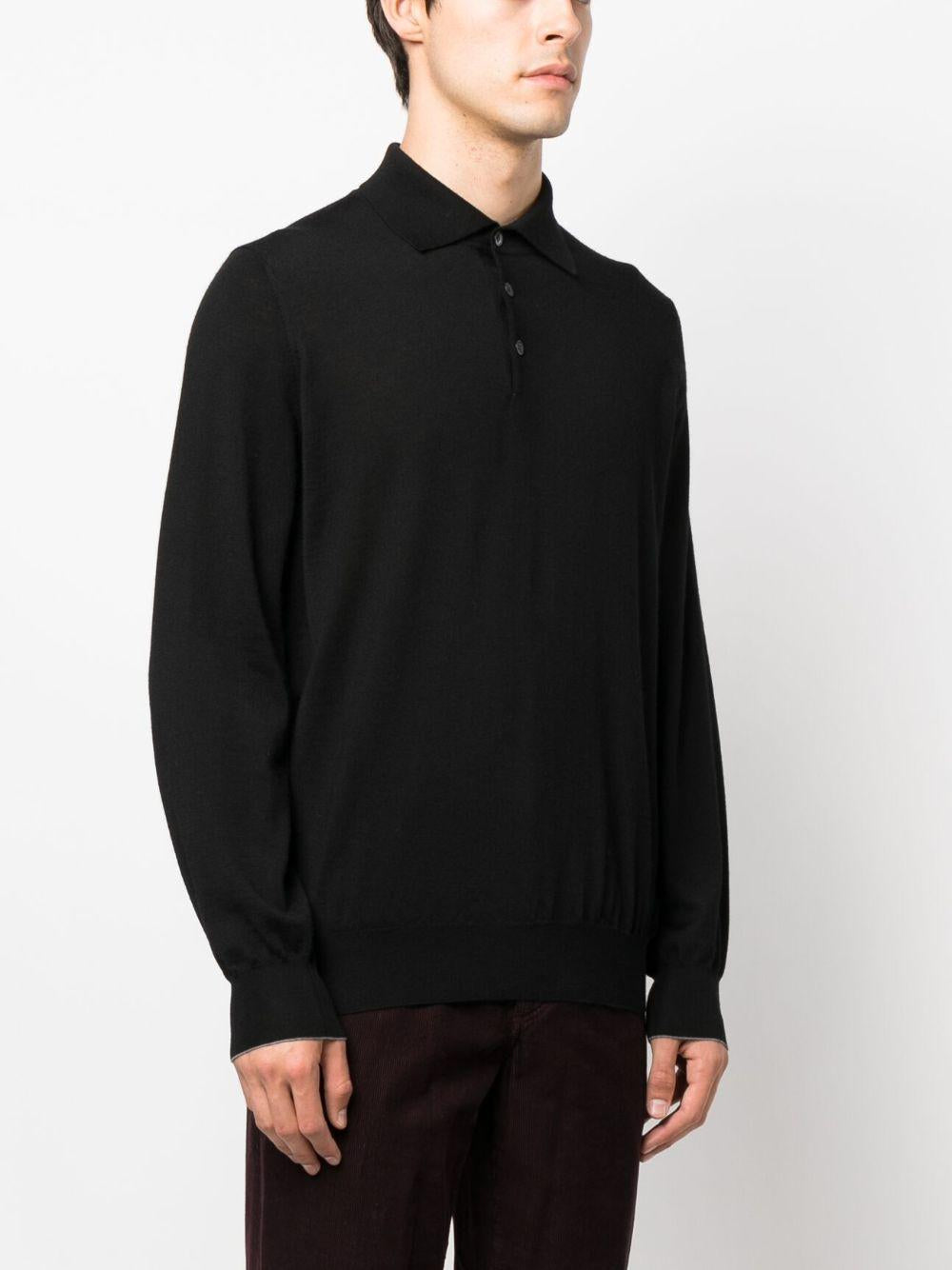Polo a maniche lunghe in nero Brunello cucinelli - uomo 
