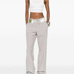 Pantaloni con dettaglio risvolto in grigio MM6 Maison Margiela - donna 