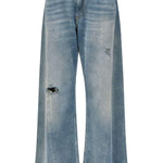 Jeans a gamba ampia con effetto vissuto in blu Mm6 maison margiela - donna 