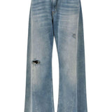 Jeans a gamba ampia con effetto vissuto in blu Mm6 maison margiela - donna 
