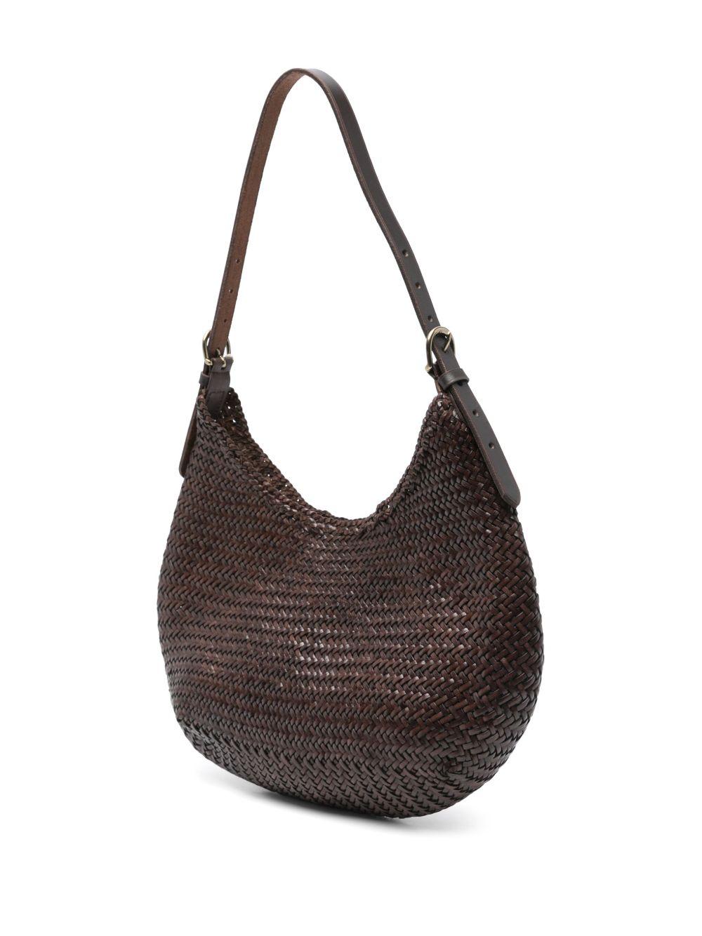 Borsa a spalla Luna Mezza in marrone scuro Dragon Diffusion - donna 