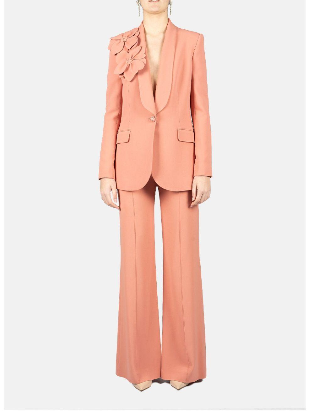 Pantaloni flared in cady a vita alta in rosa Elie Saab - donna 