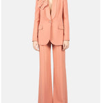 Pantaloni flared in cady a vita alta in rosa Elie Saab - donna 