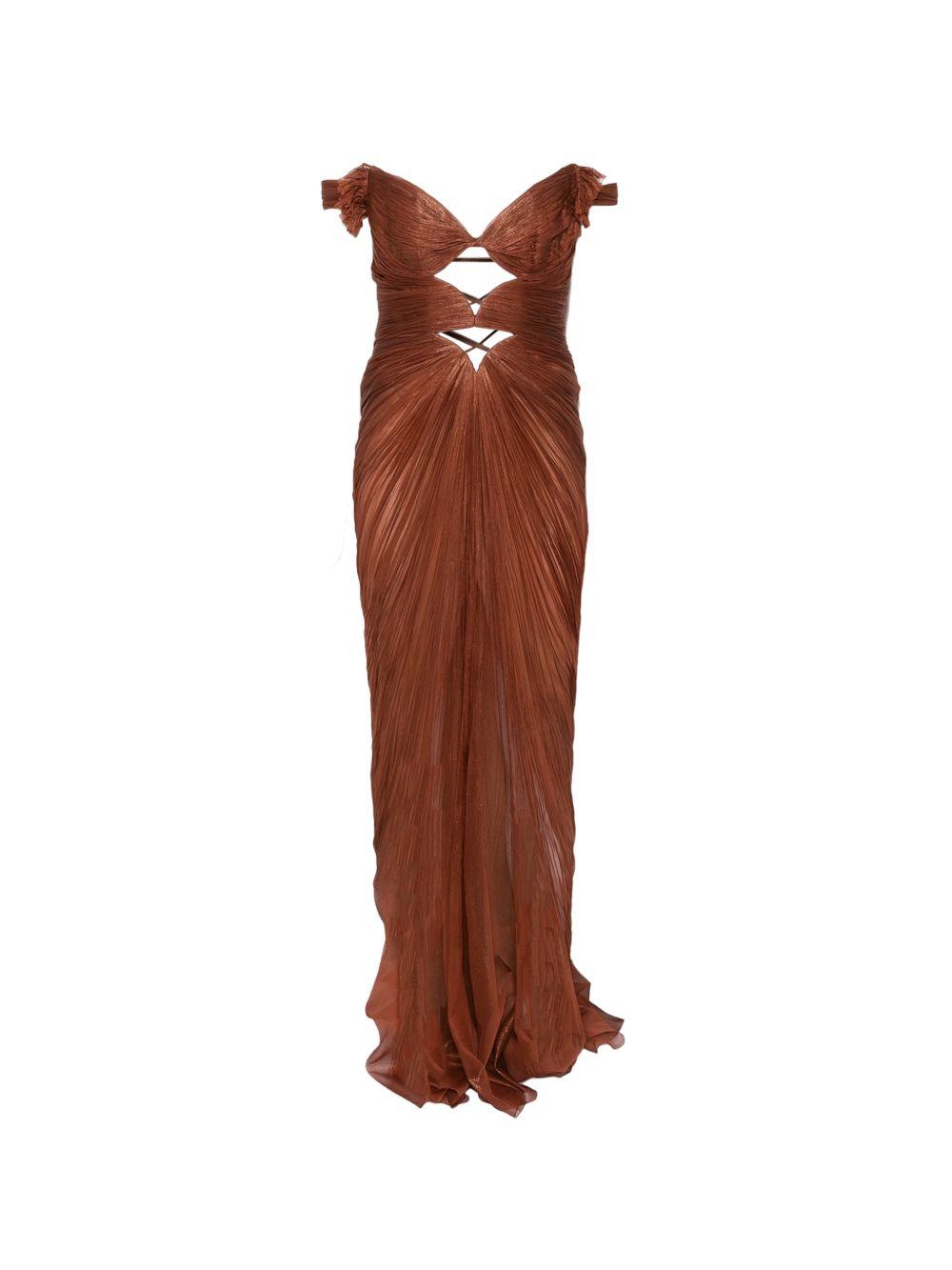 Abito maxi Catarina con effetto plissé in marrone Maria lucia hohan - donna 