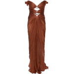 Abito maxi Catarina con effetto plissé in marrone Maria lucia hohan - donna 