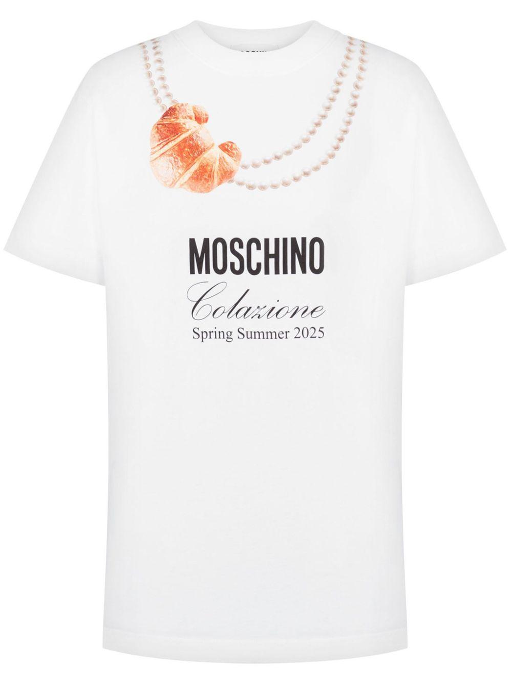 T-shirt con stampa in bianco Moschino - donna 