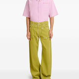 Jeans a gamba larga con stampa in verde Marni - uomo 