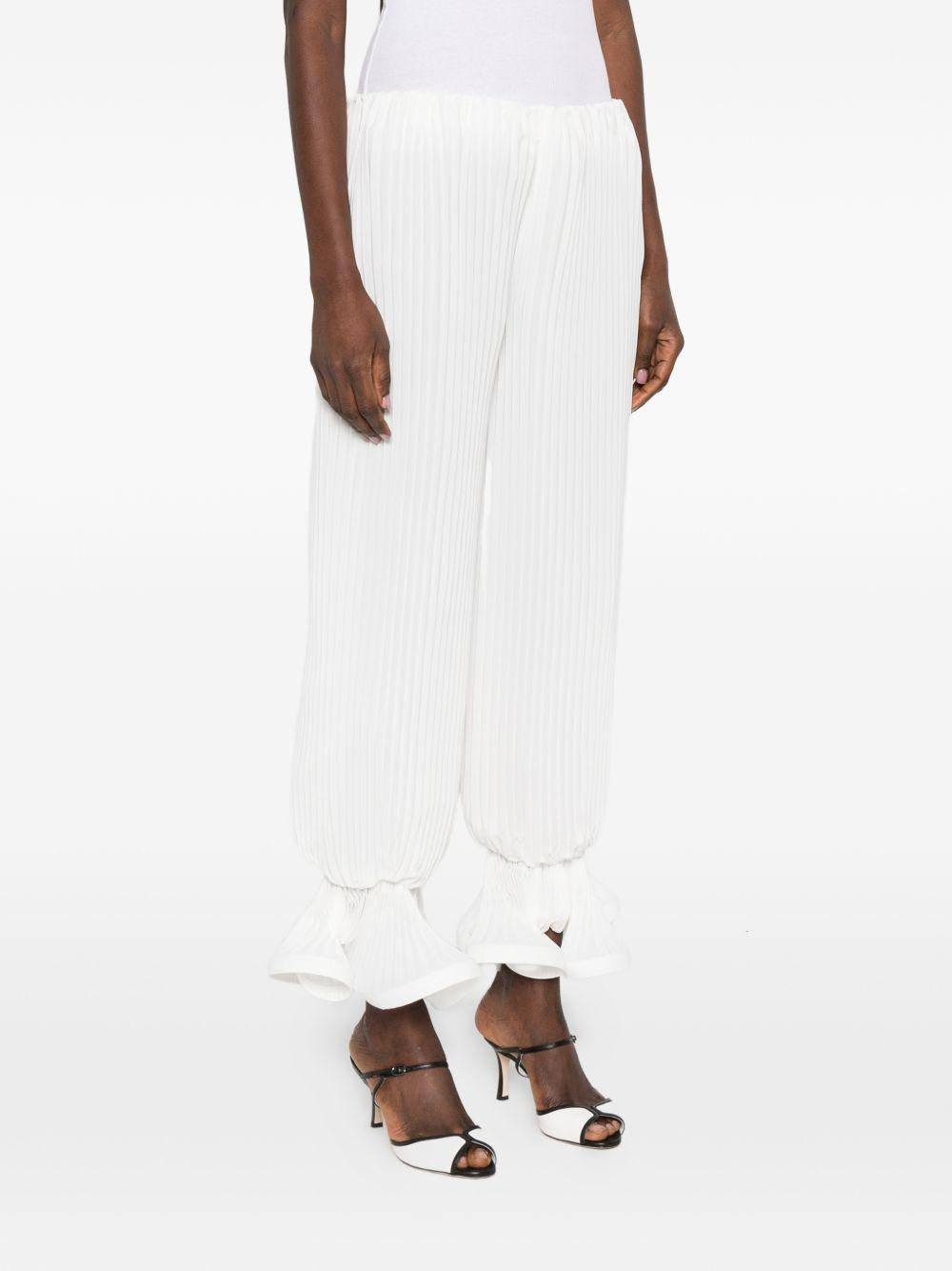Pantaloni plissé con volant in bainco Rowen rose - donna 