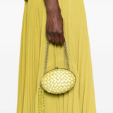 Clutch in raso giallo con cristalli 