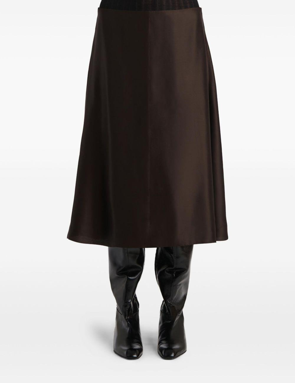 Gonna lunga satinata in marrone scuro Khaite - donna 