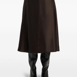 Gonna lunga satinata in marrone scuro Khaite - donna 