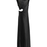 Abito lungo drappeggiato con dettaglio cut-out in nero Christopher Esber - donna 