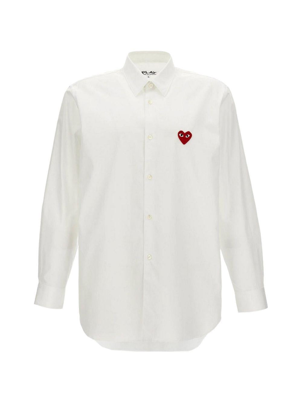 Camicia a maniche lunghe con ricamo in bianco Comme des garcons play - uomo 