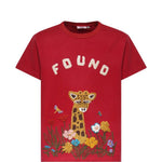 T-shirt con stampa wildlife chenille in rosso Found- unisex 