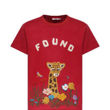 T-shirt con stampa wildlife chenille in rosso Found- unisex 