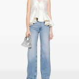 Top con peplum in bianco Ganni - donna 