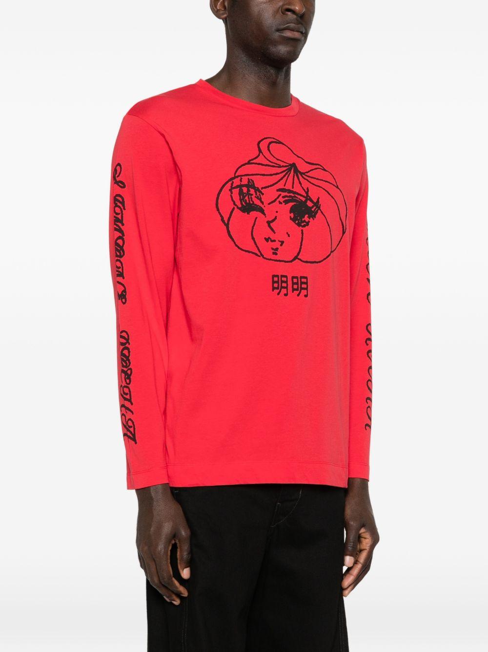 T-shirt a manica lunga stampata in rosso Simone rocha - uomo 